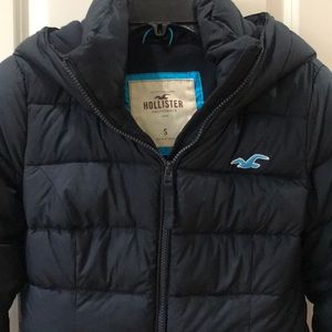 Hollister navy blue coat with hood